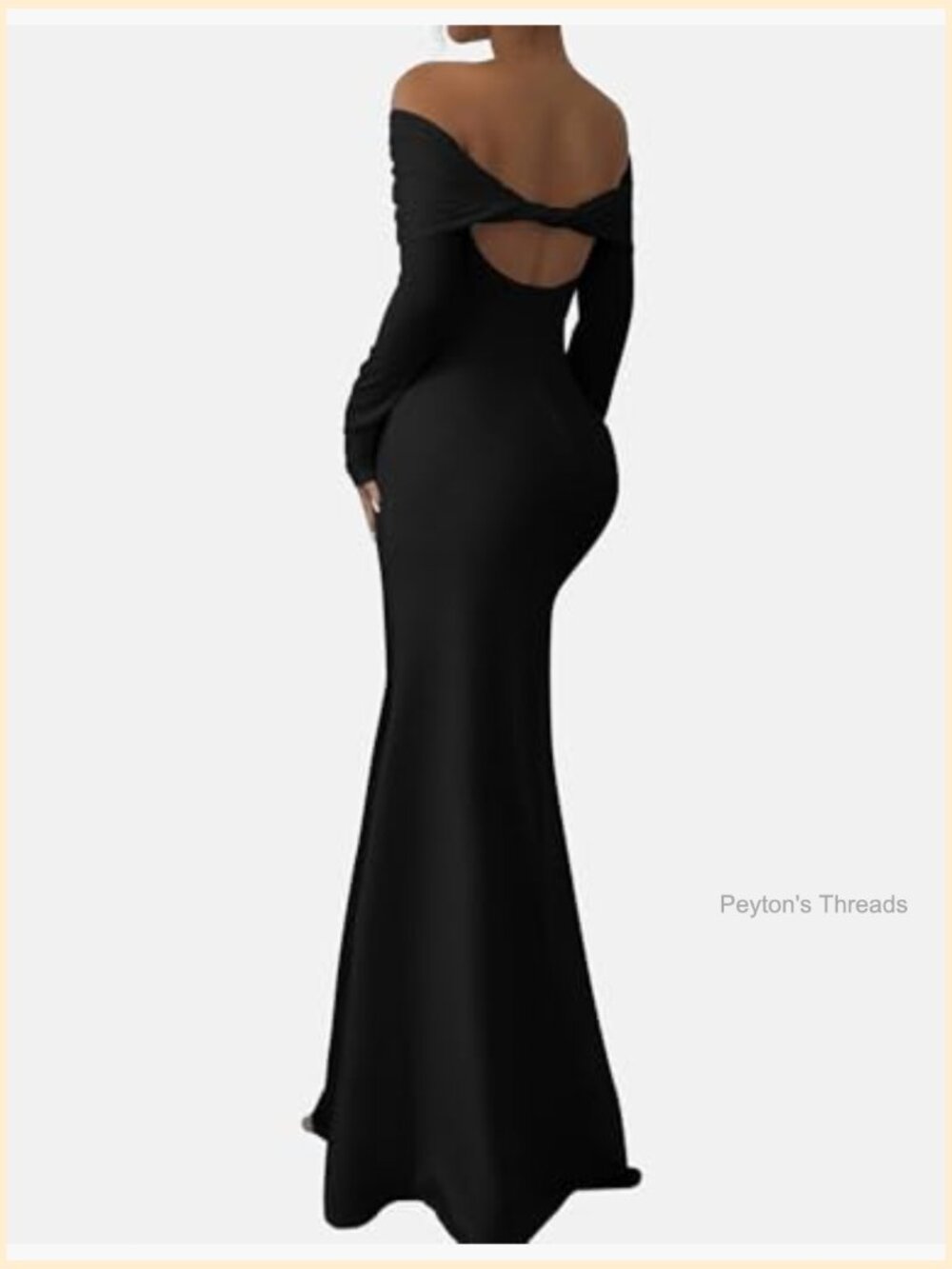 Ribbed Knit Bodycon Maxi Dress Off Shoulder Twist Back Cutout Fishtail Hem - Picture 2 of 6